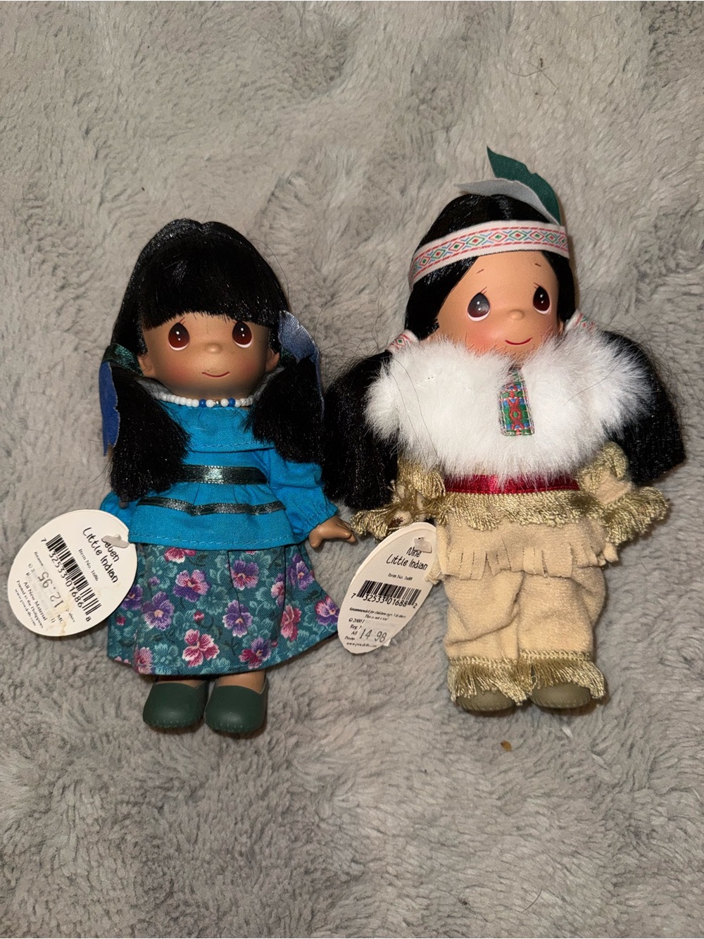 Precious Moments Little Indian Dolls #7 & #9 Tagged Pair